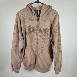 Billabong Y2K Thrashed Faded Grunge Full Zip Graphic Hoodie Skater Punk Large